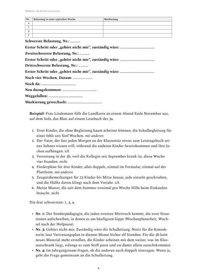 Beispielseite 1 aus den Werkzeuge zu „Stress im Schulalltag“