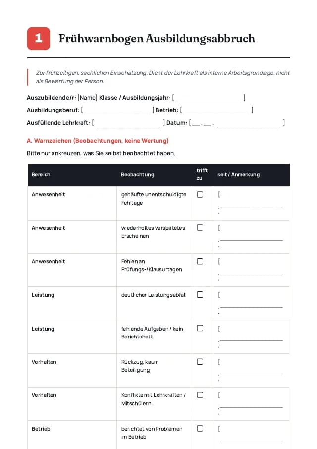 Beispielseite 2 aus den Vorlagen zu „Schwierige Schüler in der Berufsschule“