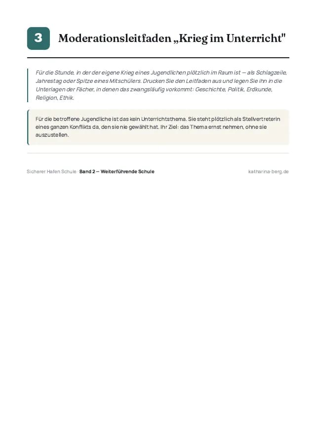 Beispielseite 3 aus den Vorlagen zu „Sicherer Hafen Schule – weiterführende Schule“